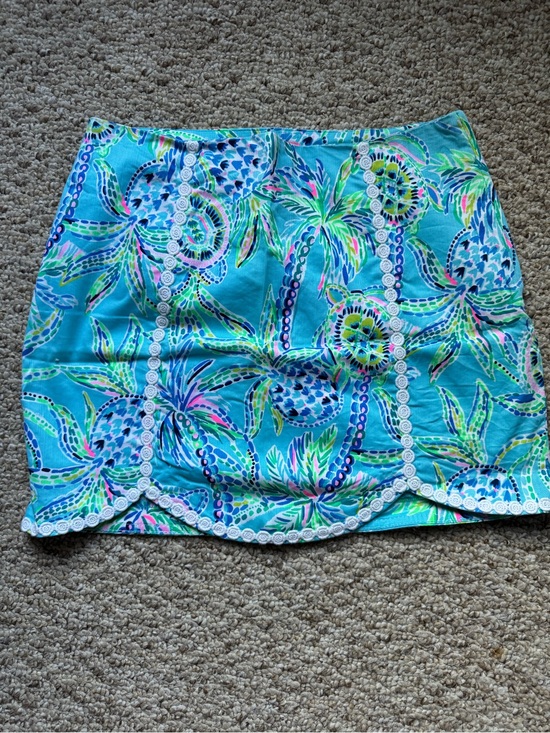 Lilly Pulitzer Pants - Lilly Pulitzer Aqua Tropical Palm Print Skort with White Trim